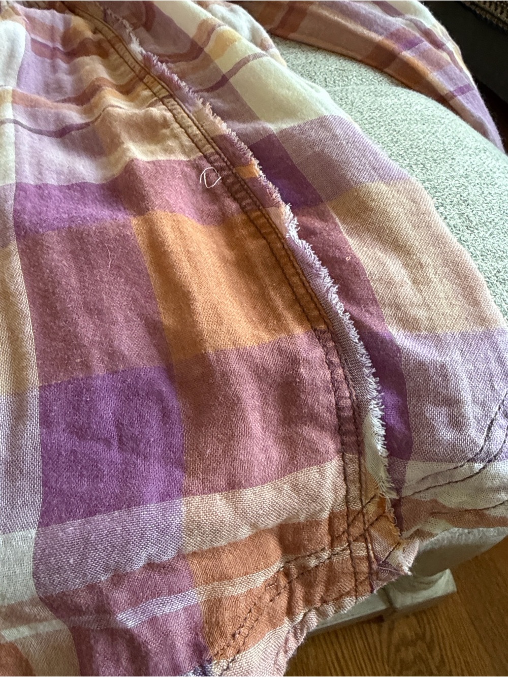 Free People Plaid Button-Front Top in Pink, Orange, Purple - Picture 11 of 13